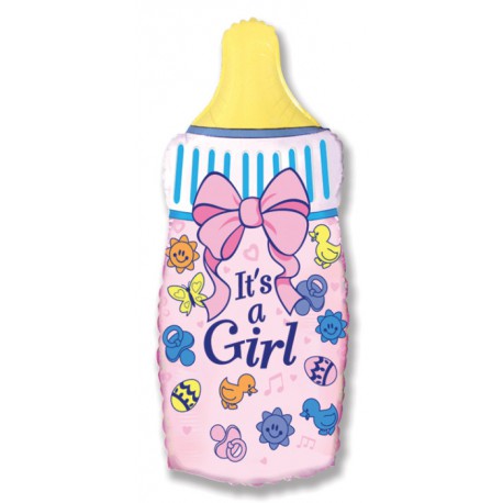 Шар фольгированный "Бутылочка для девочки" розовая (23''/58 см)