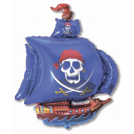Шар фольгированный - "Пиратский корабль" синий (32''/81 см)