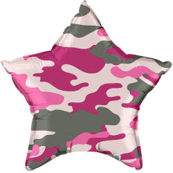 Шар фольгированный Звезда камуфляж (16''/40 см), розовый