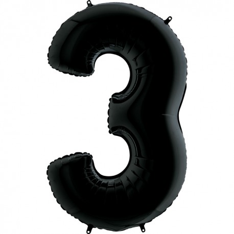 Шар фольгированный "Цифра 3" (34''/86 см), черный