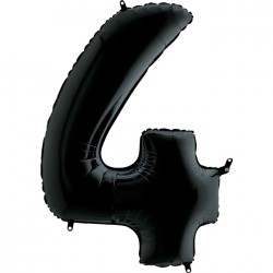 Шар фольгированный "Цифра 4" (34''/86 см), черный