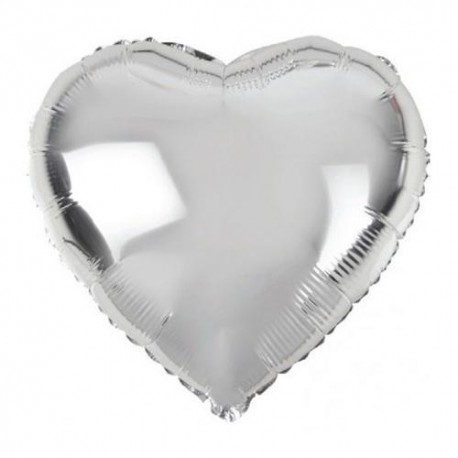 Шар фольгированный Сердце (24''/61 см), серебро