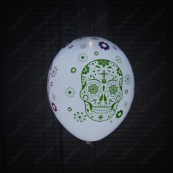 Светодиодный шар с гелием, Хэллоуин, цветные черепа (12''/30 см)