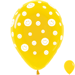 Гелиевые шары (12''/30 см) Смайлы, желтые