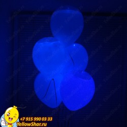Светящиеся шары с гелием (12''/30 см), белый шар синее свечение