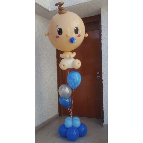 Фонтан с шаром в форме младенца на выписку из роддома