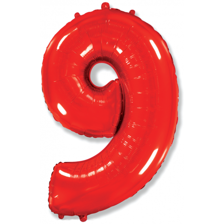 Шар фольгированный "Цифра 9" (34''/ 86 см), красный