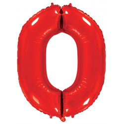 Шар фольгированный "Цифра 0" (34''/86 см), красный
