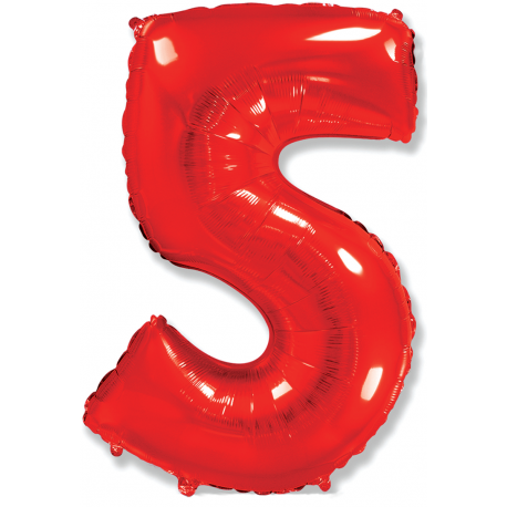Шар фольгированный "Цифра 5" (34''/86 см), красный