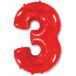 Шар фольгированный "Цифра 3" (34''/86 см), красный