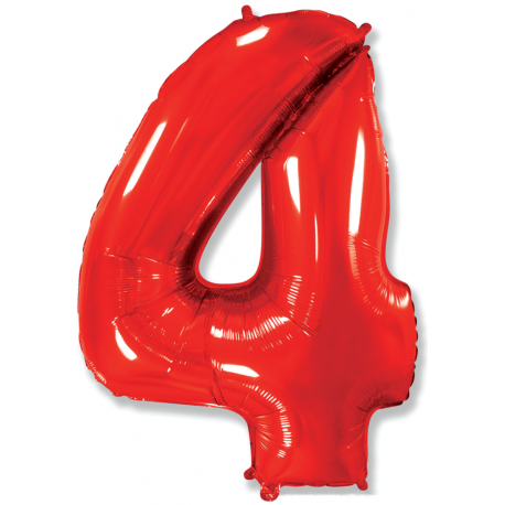 Шар фольгированный "Цифра 4" (34''/86 см), красный