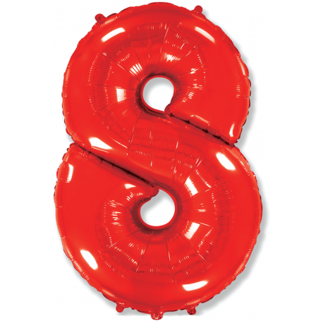 Шар фольгированный "Цифра 8" (34''/86 см), красный