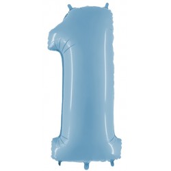 Шар фольгированный "Цифра 1" (34''/86 см), голубая