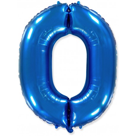 Шар фольгированный "Цифра 0" (34''/86 см), синий
