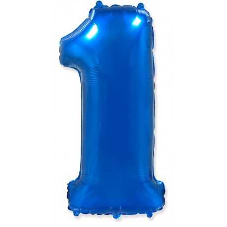 Шар фольгированный "Цифра 1" (34''/86 см), синий