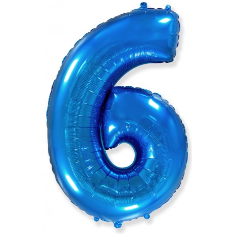 Шар фольгированный "Цифра 6" (34''/ 86 см), синий
