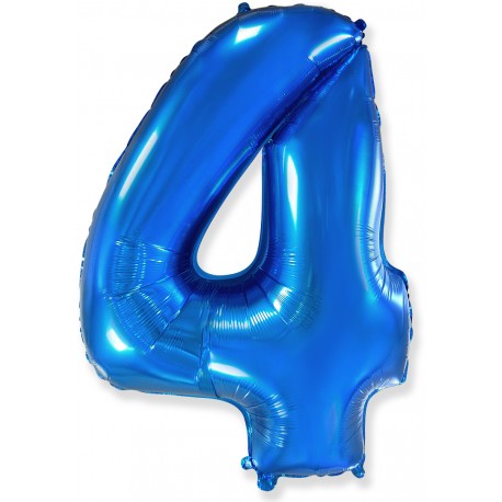 Шар фольгированный "Цифра 4" (34''/ 86 см), синий