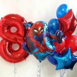 Фонтан из шаров с Человеком пауком и цифрой