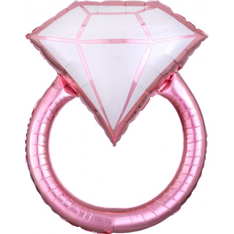 Шар фольгированный "Свадебное кольцо розовое" (30''/76 см)