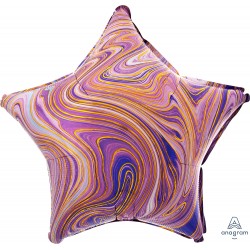 Шар фольгированный с гелием "Фиолетовый мрамор" звезда (16''/40 см)