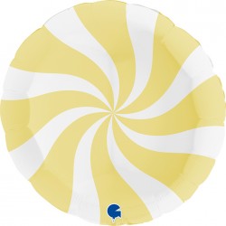 Шар фольгированный - Круг "Карамель" желтый-белый (16''/40 см)