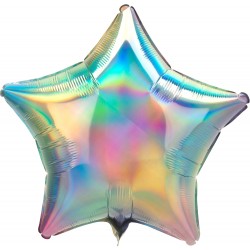 Шар фольгированный Звезда (16''/40 см), Переливающаяся пастельная радуга