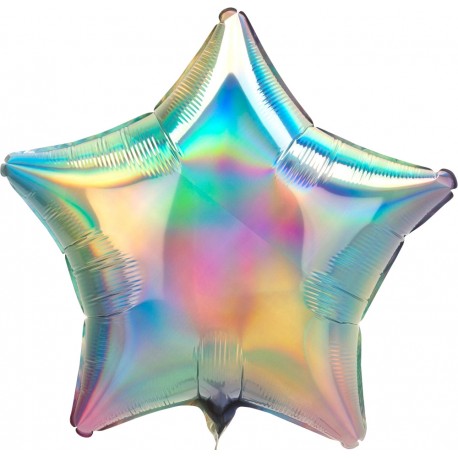 Шар фольгированный Звезда (16''/40 см), Переливающаяся пастельная радуга