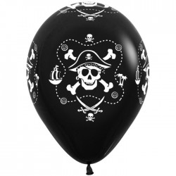 Гелиевые шары (12''/30 см) Пираты, черные