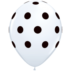 Гелиевые шары (14''/35 см) Белые в черный горошек